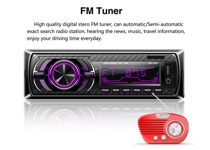 High Power Bluetooth Car Stereo System 178*50mm Aux Input Bluetooth Car Music Player